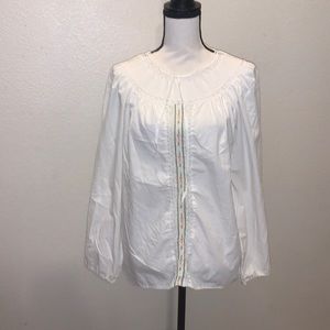 Designations vintage white lace flare sleeves embroidered blouse